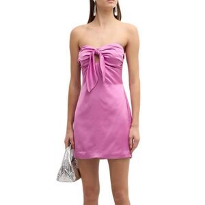 NWT Ramy Brook Orion Strapless Tie-front Satin Mini Dress in pink Size 2